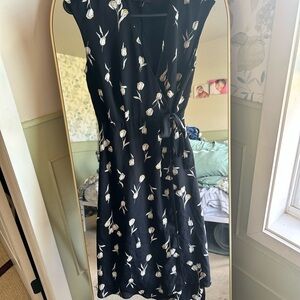Banana Republic Black Dress with White Floral Pattern
